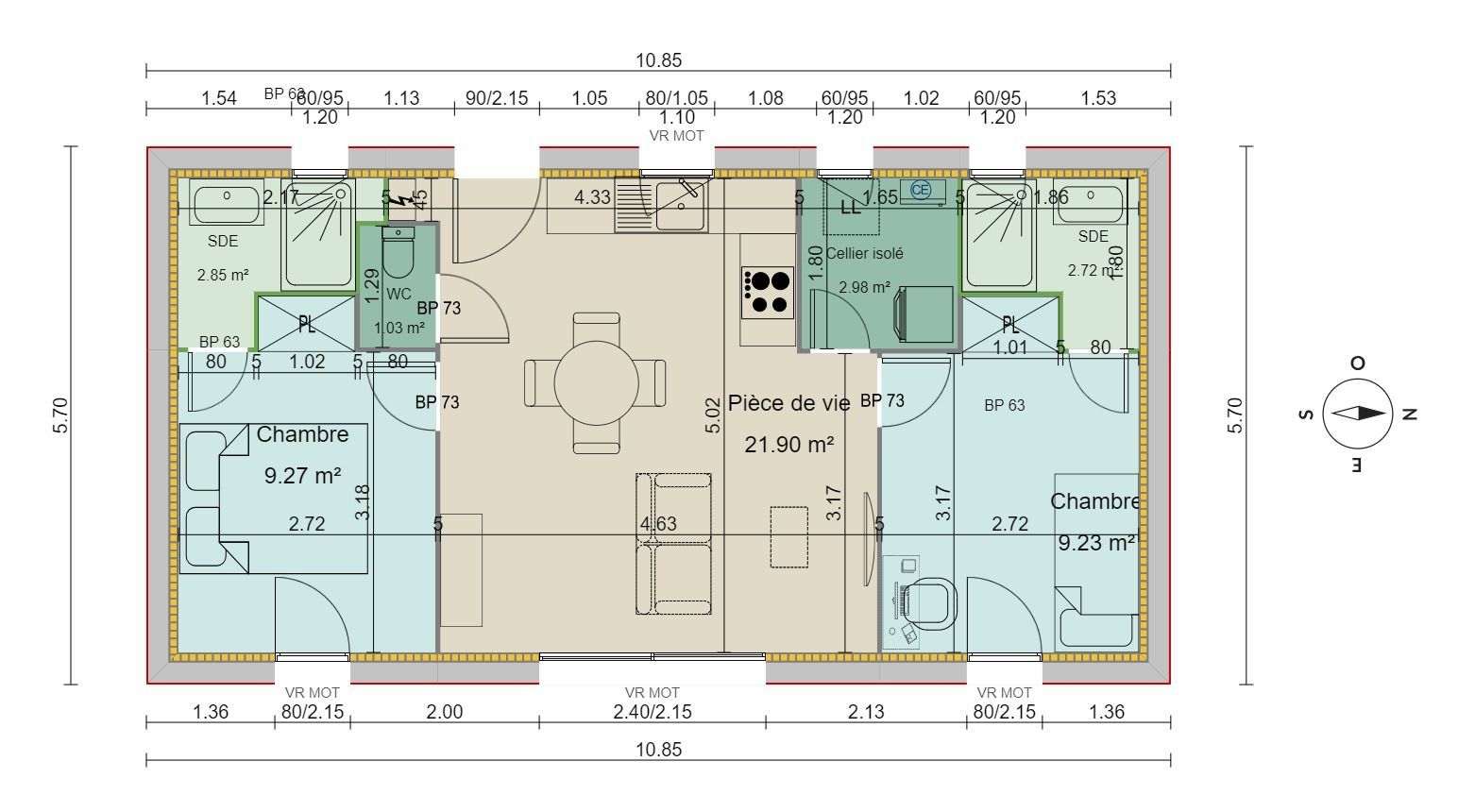 Maison T3 avec terrain à TIGNIEU 2