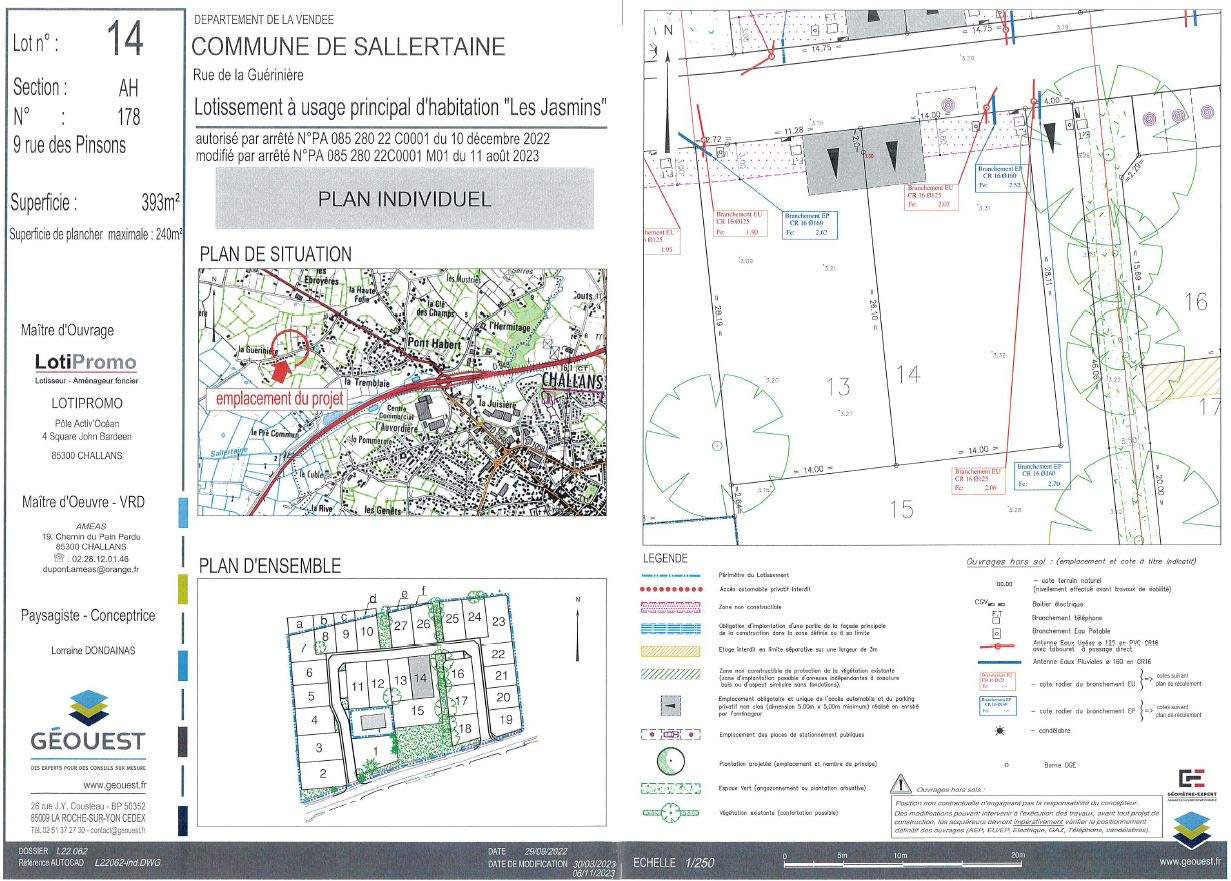 Très beau terrain à construire de 393m2 disponible à SALLERTAINE