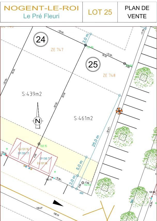 terrain constructible viabilisé de 461m2 à NOGENT-LE-ROI