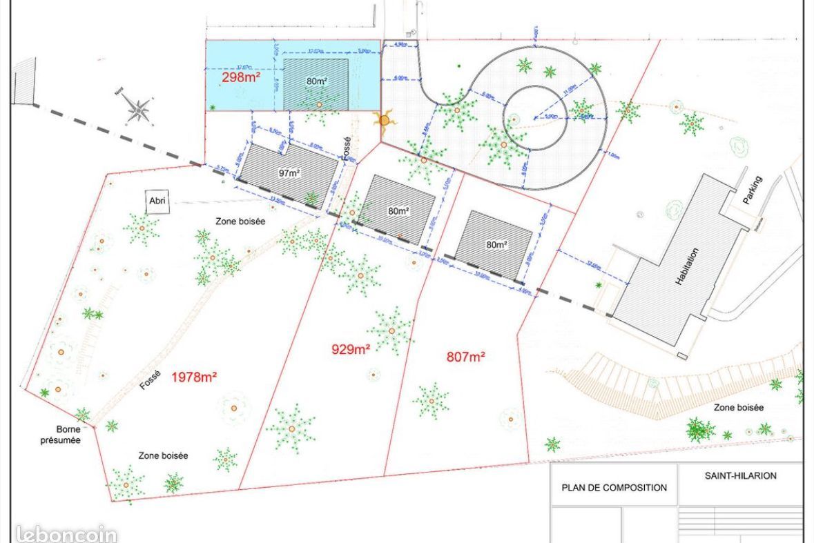 terrain à construire viabilisé en vente à SAINT-HILARION