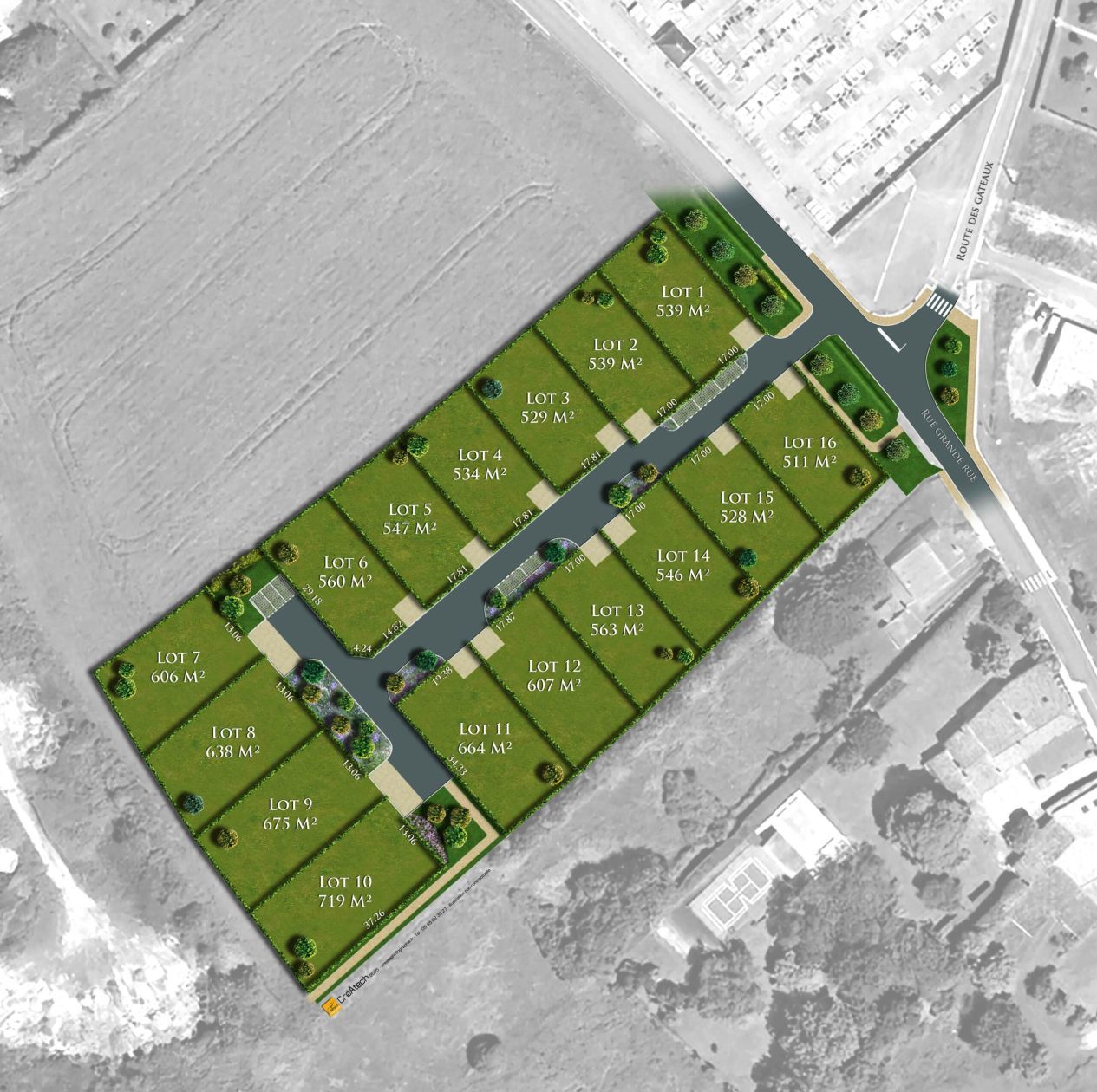 Très beau terrain à batir viabilisé de 546m2 à MEURSAC (17120)