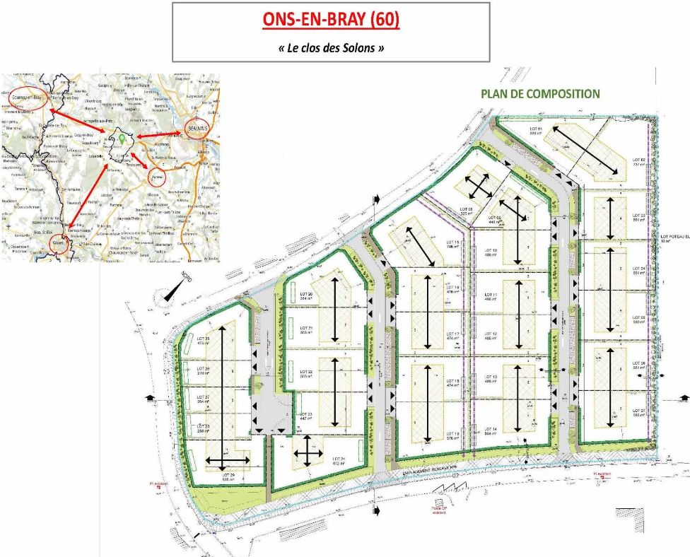 terrain viabilisé de 737m2 à ONS-EN-BRAY (60650)