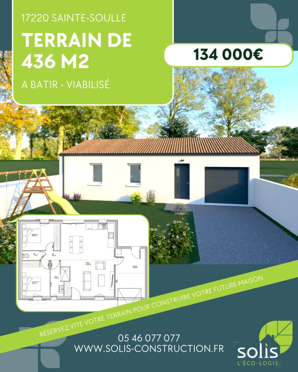 Photo maison Terrain à bâtir de 436 m2 au prix de 134000 euros à SAINTE-SOULLE.