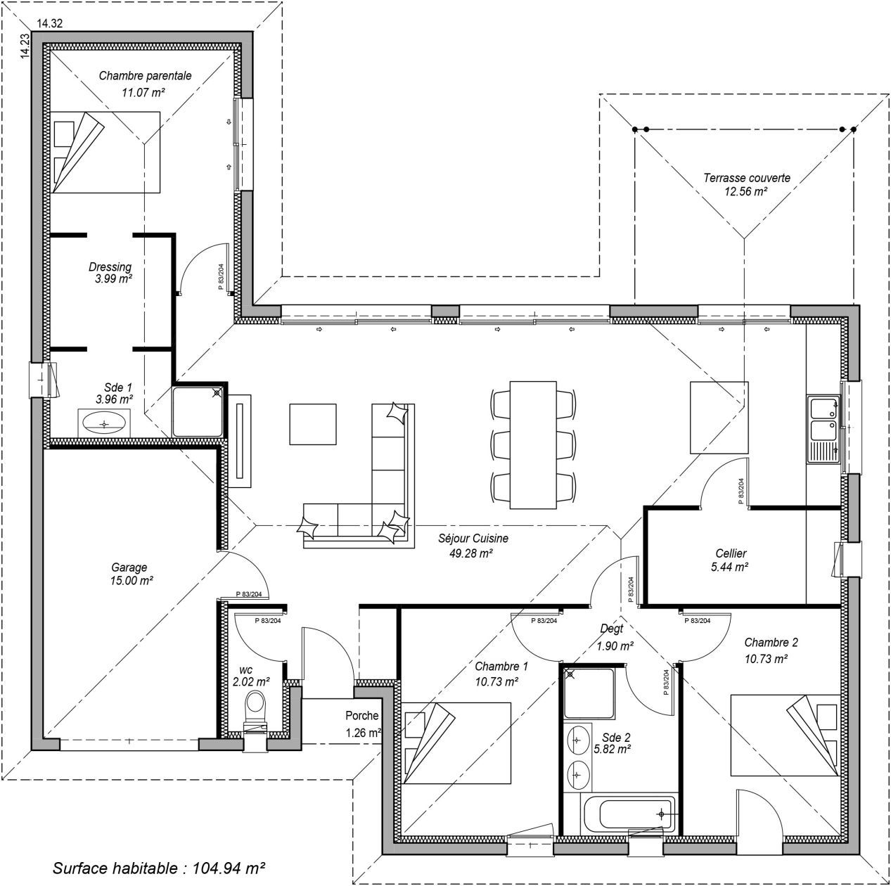 Projet de construction d'une maison 104 m² avec terrain à SAINT-AUBIN-DE-MEDOC (33)